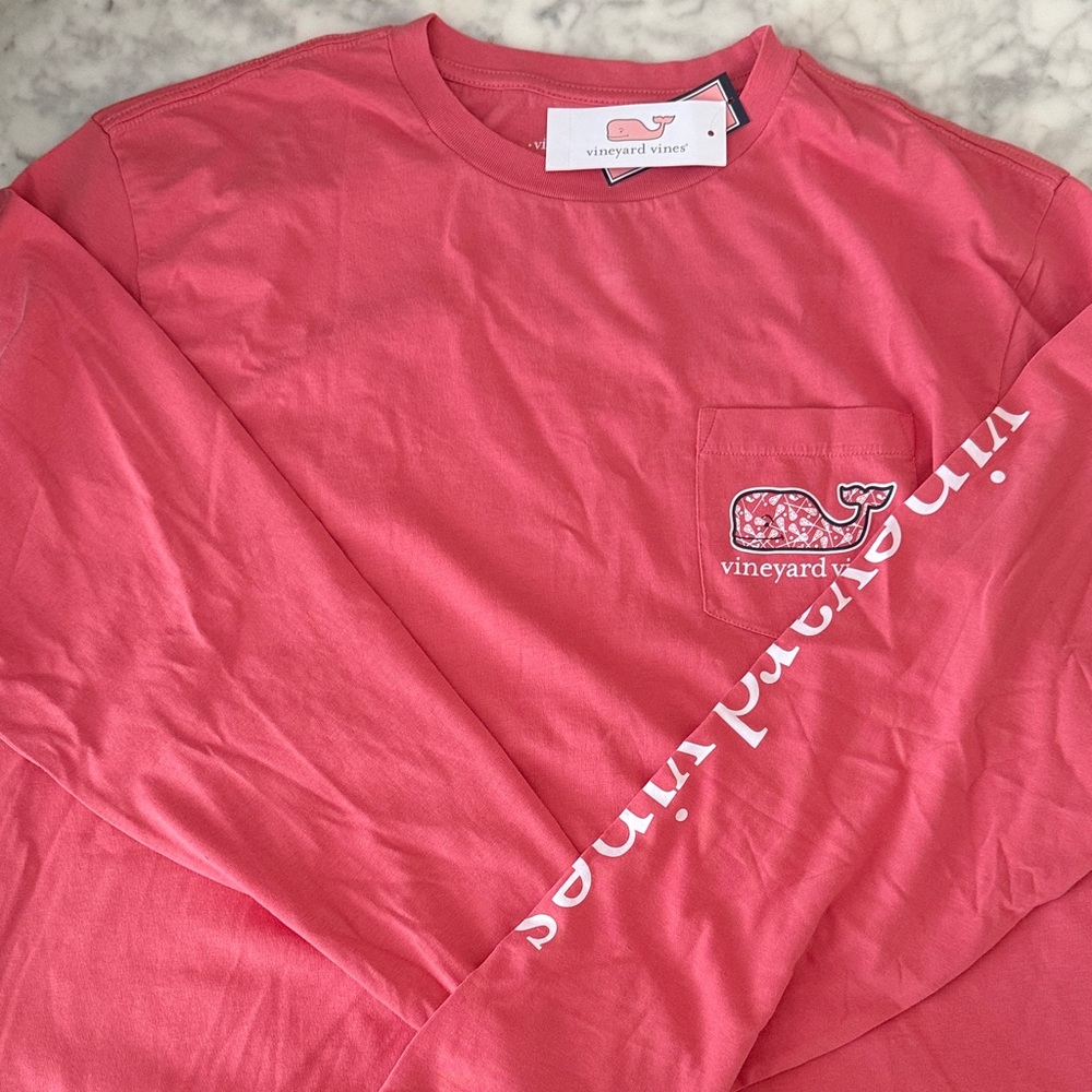 Vineyard Vines Men's Coral Long Sleeve Tee